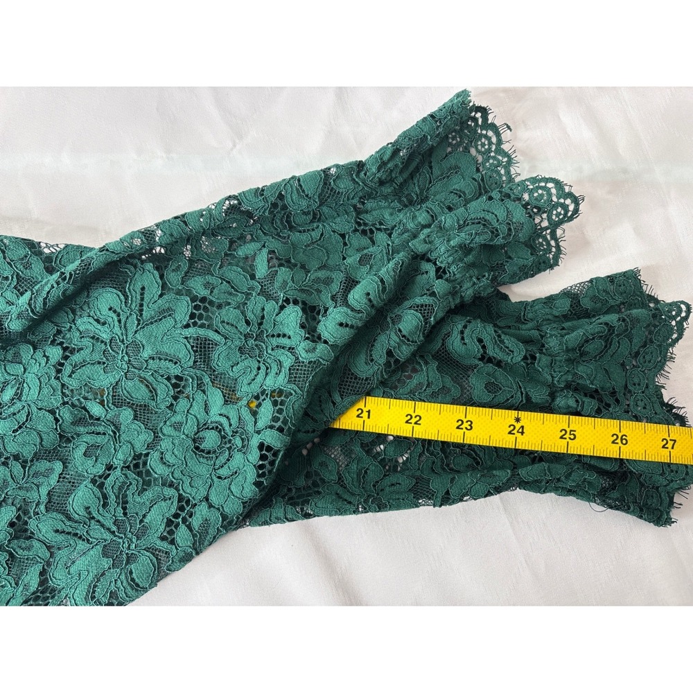 NWT Hill House Womens Green Floral Lace Long Sleeve Ruffle Blouse Sz S Victorian - Picture 6 of 9